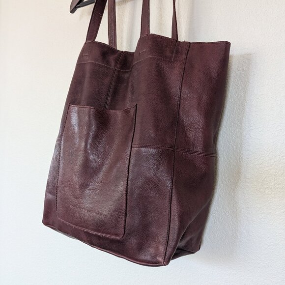 Latico Margie Leather Minimalist Slouchy Tote Book Shoulder Bag in Burgundy - Picture 5 of 14